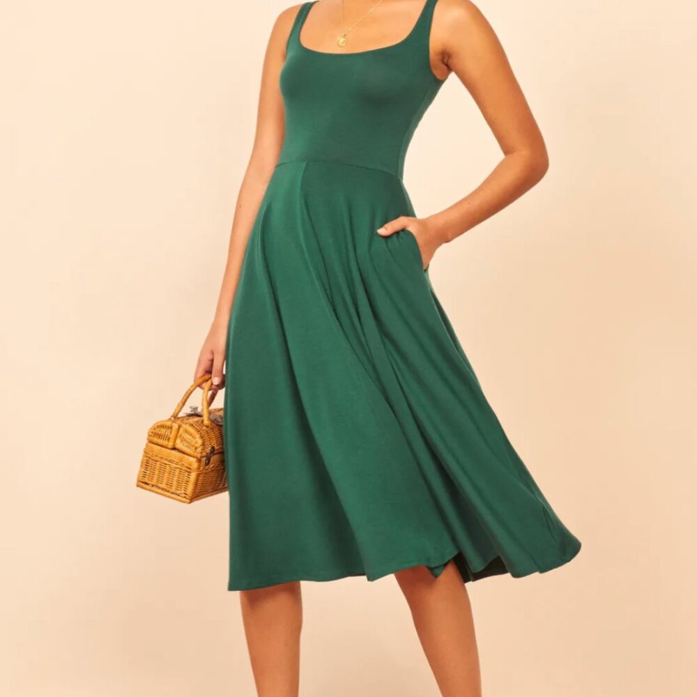 Reformation Rou Knit Dress (Emerald, Size Extra Small)